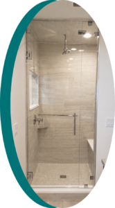 Euro door enclosure with panel, floor to ceiling with clamps and transom Studio G